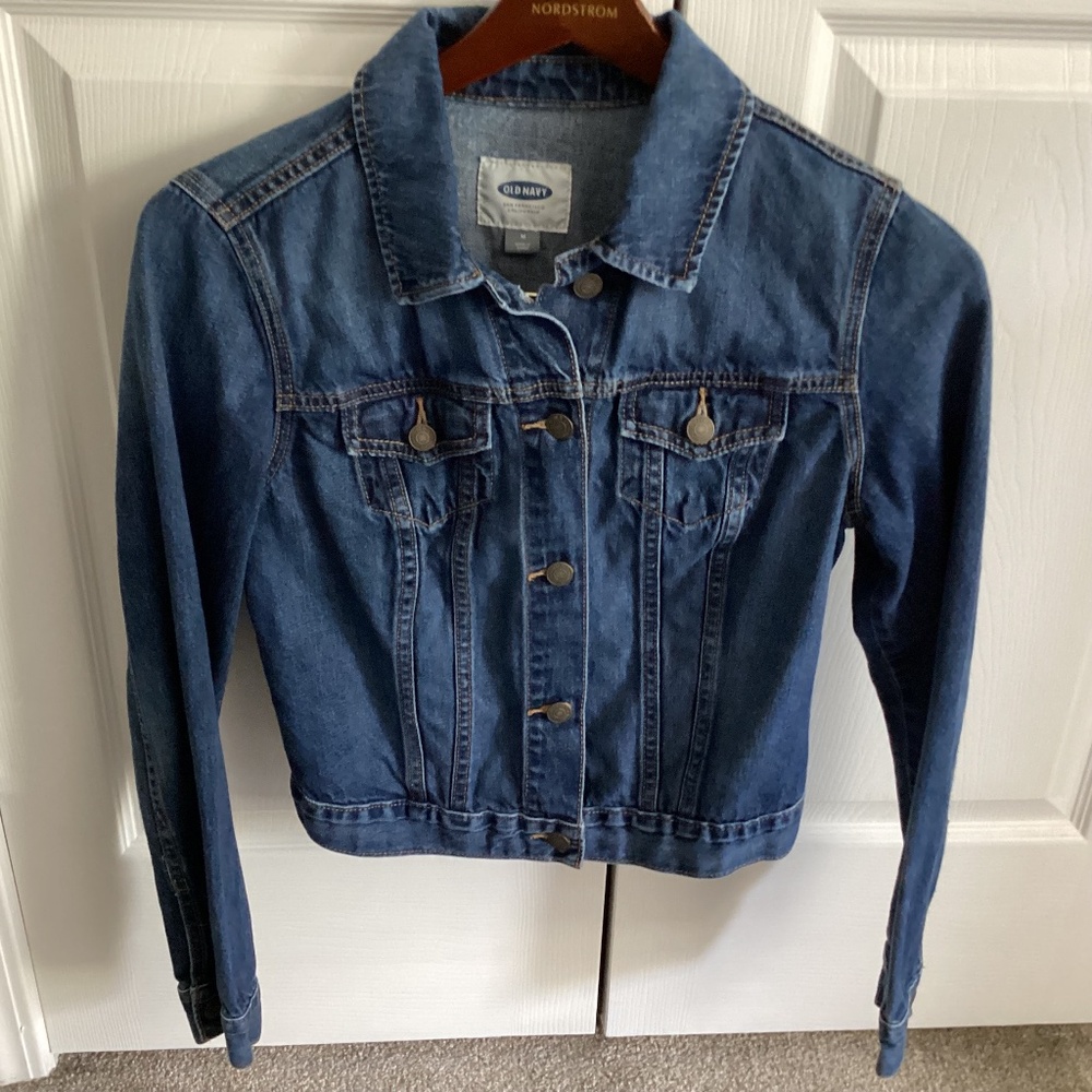 Ladies Teens OLD NAVY BLUE DENIM JEAN JACKET POCKETS SIZE MEDIUM